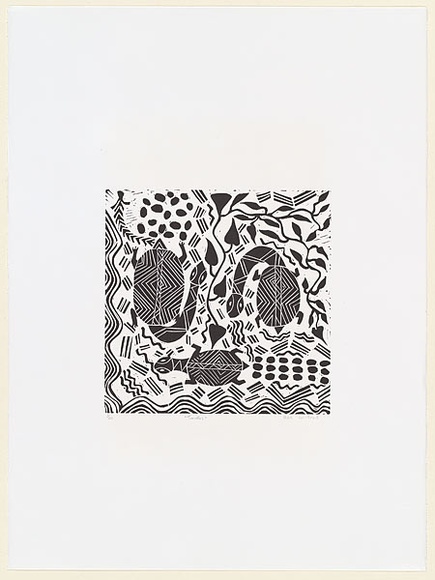 Artist: b'Wilfred, Rex.' | Title: b'Three turtles' | Date: c.2001 | Technique: b'linocut, printed in black ink, from one block'