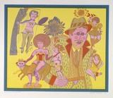 Artist: b'HANRAHAN, Barbara' | Title: b'Daisy carnival blues' | Date: 1977 | Technique: b'screenprint, printed in colour, from 10 stencils'