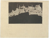 Artist: b'TRAILL, Jessie' | Title: b'Floodlit Edinburgh Castle.' | Date: 1939 | Technique: b'etching and aquatint, printed in black ink, from one plate'