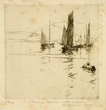 Artist: Herbert, Harold. | Title: Brixham trawlers | Date: c.1923 | Technique: etching, printed in warm black ink, from one plate