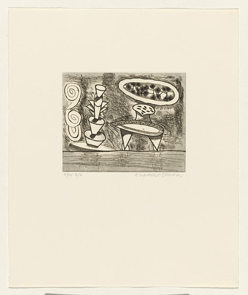 Artist: b'LEACH-JONES, Alun' | Title: b'The Welsh suite (#5)' | Date: October 1991 | Technique: b'etching, printed in black ink with plate-tone, from one plate' | Copyright: b'Courtesy of the artist'