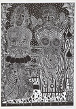 Artist: Stewart, Elizabeth. | Title: Me and Heath | Date: 1995 | Technique: linocut, printed in black ink, from one block