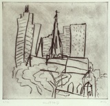 Artist: b'Furlonger, Joe.' | Title: b'View of St. Pats 7 (clean plate)' | Date: 1992 | Technique: b'drypoint, printed in black ink with plate-tone, from one plate'