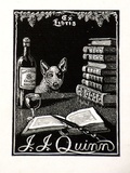 Artist: b'LINDSAY, Lionel' | Title: b'Book plate: J.J. Quinn' | Date: 1940 | Technique: b'wood-engraving, printed in black ink, from one block' | Copyright: b'Courtesy of the National Library of Australia'