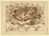 Artist: Hirschfeld Mack, Ludwig. | Title: (Internment camp buildings) [recto and verso] | Date: (1941) | Technique: transfer print (recto)
