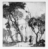 Artist: b'FEINT, Adrian' | Title: b'(Couple walking under trees).' | Date: c.1925 | Copyright: b'Courtesy the Estate of Adrian Feint'