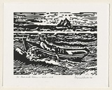 Artist: b'Carter, Ray.' | Title: b'Back to the future - wind.' | Date: 1999 | Technique: b'linocut, printed in black ink, from one block'