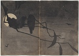 Artist: b'Rede, Geraldine.' | Title: b'not titled [The birds are all hushed now / The moons in the sky - / Around and around us / The little Bats fly, / Waveringly] [part image]' | Date: 1905 | Technique: b'woodcut, printed in colour in the Japanese manner, from three blocks' | Copyright: b'\xc2\xa9 Violet Teague Archive, courtesy Felicity Druce'
