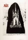 Artist: b'Moore, Mary.' | Title: bAlbert's Memorial | Date: 1980, March | Technique: b'aquatint, etching and engraving, printed in black and red ink, from one plate' | Copyright: b'\xc2\xa9 Mary Moore'