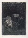 Artist: Marsden, David | Title: XPAG IV | Date: 1978 | Technique: photo-etching, drypoint, aquatint, printed with plate-tone in dark blue and grey ink from two plates