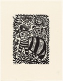 Artist: HANRAHAN, Barbara | Title: The cat | Date: 1988 | Technique: linocut, printed in black ink, from one block