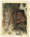 Artist: b'Thorpe, Lesbia.' | Title: b'(Taiwanese village)' | Date: 1978 | Technique: b'woodcut, printed in colour, from three blocks'