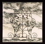 Artist: b'Keeling, David.' | Title: b'(landscape, moon and clouds through wrought-iron screen).' | Date: 1996 | Technique: b'lithograph, printed in colour, from two stone plates' | Copyright: b'This work appears on screen courtesy of the artist and copyright holder'