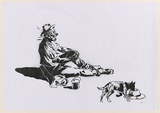 Artist: b'CIVIL,' | Title: b'Not titled (swagman with dog).' | Date: 2003 | Technique: b'stencil, printed in black ink, from one stencil'
