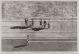 Artist: ROUBOS, Leon | Title: People waiting for a tram | Date: 1987 | Technique: lithograph, printed in black ink, from one stone
