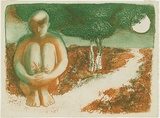 Artist: b'Strachan, David.' | Title: b'The Idiot.' | Date: c.1951 | Technique: b'etching and aquatint, printed in colour, from multiple plates'