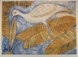 Artist: McMahon, Marie. | Title: Wayayi bush curlew | Date: 1988, December | Technique: lithograph, printed in colour, from multiple stones | Copyright: © Marie McMahon. Licensed by VISCOPY, Australia