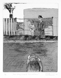 Artist: b'Nedelkopoulos, Nicholas.' | Title: b'Nick taking a snap of Chris and Donna' | Date: 1975 | Technique: b'etching, printed in black ink, from one plate'