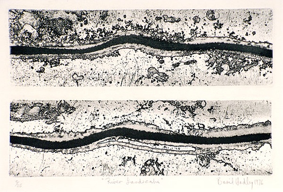 Artist: b'Hadley, Basil.' | Title: b'River landscape' | Date: 1976 | Technique: b'etching, printed in black ink, from one plate'
