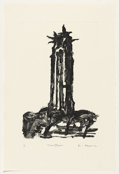 Artist: b'AMOR, Rick' | Title: b'Tour St Jaques.' | Date: 1991 | Technique: b'monotype, printed in black ink, from one plate'