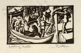 Artist: b'Hawkins, Weaver.' | Title: b'Landing, Malta.' | Date: c.1927 | Technique: b'woodcut, printed in black ink, from one block' | Copyright: b'The Estate of H.F Weaver Hawkins'