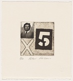 Artist: b'Pinson, Peter' | Title: b'Self portrait' | Date: c.2003 | Technique: b'thermal transfer; open-bite and aquatint, printed in black ink ink, from one plate'