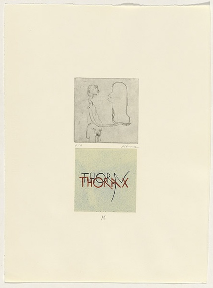 Title: Thorn thorax | Date: 1992 | Technique: etching, printed in black ink, from one plate; linocut, printed in colour, from two blocks