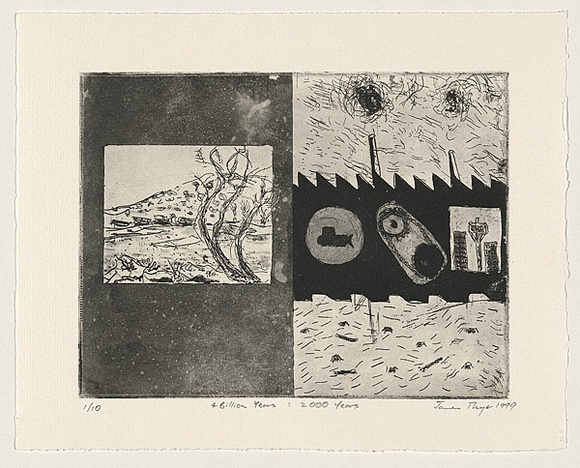 Artist: b'THYER, James' | Title: b'4 billion years:  2000 years' | Date: 1999 | Technique: b'etching and aquatint, printed in black ink, from one plate'