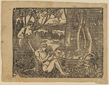 Artist: LINDSAY, Lionel | Title: not titled [Arcadian landscape]. | Date: 1899 | Technique: woodcut, printed in black ink, from one block | Copyright: Courtesy of the National Library of Australia