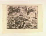 Artist: LINDSAY, Lionel | Title: Middle Harbour cypress, Sydney | Date: c.1907 | Technique: etching, printed in black ink with plate-tone, from one plate | Copyright: Courtesy of the National Library of Australia