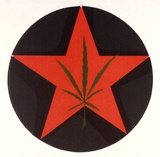 Artist: b'LITTLE, Colin' | Title: b'(Poster of Marijuana leaf on red star)' | Technique: b'screenprint, printed in colour, from multiple stencils'