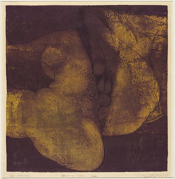 Artist: b'Hodgkinson, Frank.' | Title: b'Landscape inside...warm' | Date: 1971 | Technique: b'hard ground etching and deep etching, printed by the oil viscosity method, from one plate [yellow and purple]'