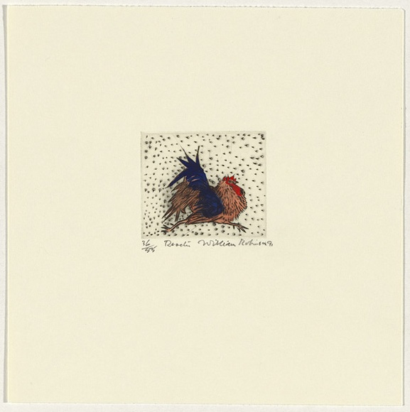 Artist: b'Robinson, William.' | Title: b'Rooster' | Date: 1991 | Technique: b'etching, printed in black ink, from one plate; hand-coloured'