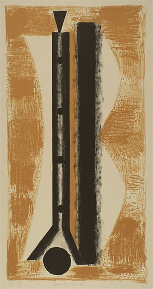 Artist: b'Lincoln, Kevin.' | Title: b'Black flute' | Date: 1991 | Technique: b'lithograph, printed in colour, from two stones'