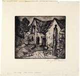 Artist: b'PRESTON, Margaret' | Title: b'Old house.' | Date: 1916 | Technique: b'etching, printed in warm black ink with plate-tone, from one plate' | Copyright: b'\xc2\xa9 Margaret Preston. Licensed by VISCOPY, Australia'