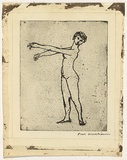 Artist: b'WILLIAMS, Fred' | Title: b'Acrobat' | Date: 1955-56 | Technique: b'etching and aquatint, printed in black ink, from one zinc plate' | Copyright: b'\xc2\xa9 Fred Williams Estate'