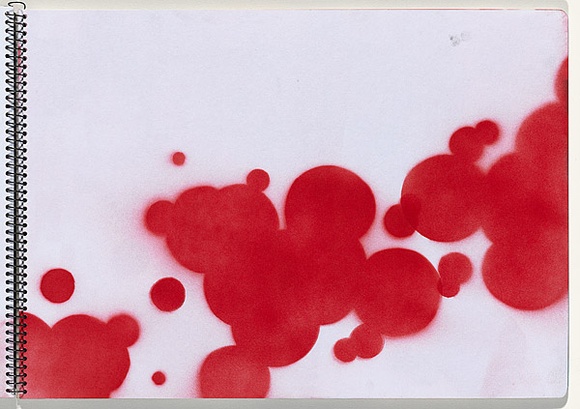 Title: b'Chickenpox' | Date: 2003-2004 | Technique: b'stencil, printed with red aerosol paint, from one stencil'