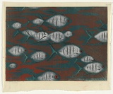 Artist: Thorpe, Lesbia. | Title: School of fish | Date: 1965 | Technique: woodcut, printed in colour, from five blocks