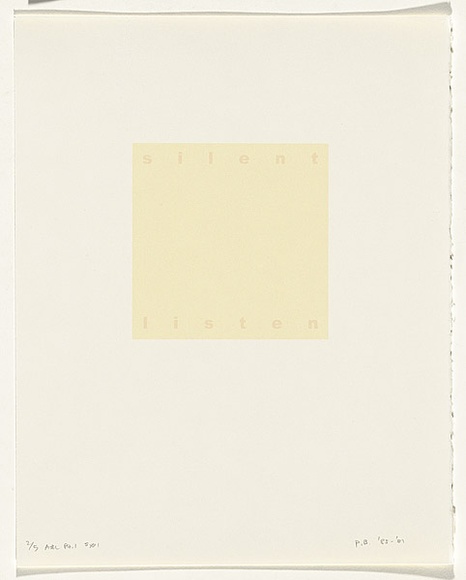 Artist: b'Burgess, Peter.' | Title: b'silent: listen.' | Date: 2001 | Technique: b'computer generated inkjet prints, printed in colour, from digital files'