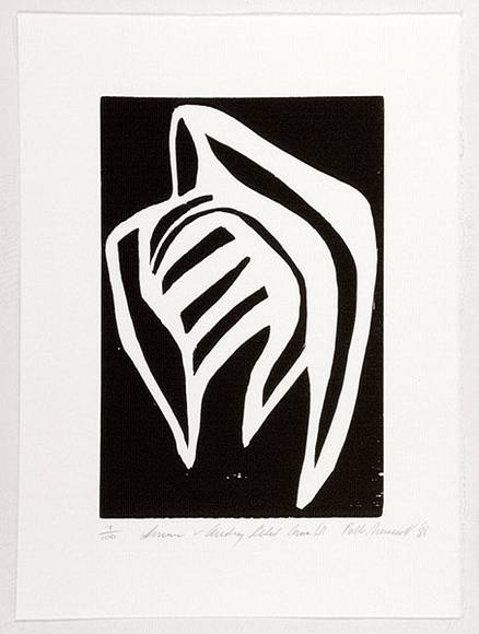 Artist: b'Somerset, Patti.' | Title: bDinner and Audrey didn't come III. | Date: 1988 | Technique: b'woodcut, printed in black ink, from one block'