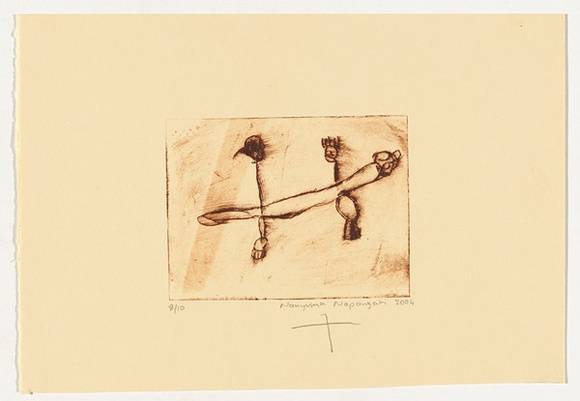 Artist: b'NAPANGATI, Nanyuma' | Title: b'not titled [animal]' | Date: 2004 | Technique: b'drypoint etching, printed in brown ink, from one perspex plate'