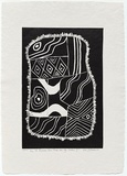 Artist: Darroch, Lee J. | Title: A possum skin cloak for my sisters II | Date: 2000, December | Technique: linocut, printed in black ink, from one block | Copyright: © Lee Darroch, artist