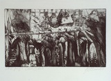 Artist: b'McBride, Janice.' | Title: b'Coats and hats' | Date: 1988 | Technique: b'etching, printed in black ink, from one plate'