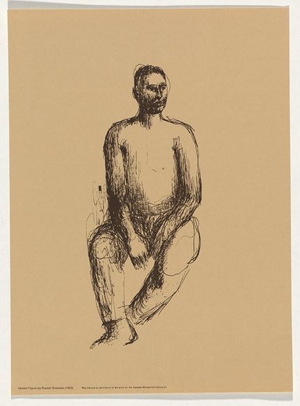 Artist: b'Whiteley, Brett.' | Title: b'Seated figure' | Date: 1970 | Technique: b'offset-lithograph, printed in brown ink, from one plate' | Copyright: b'\xc2\xa9 Estate of Russell Drysdale'