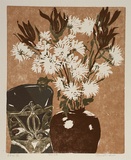 Artist: b'Randell, Fleur.' | Title: b'Still Life [?]' | Date: c.1994 | Technique: b'woodblock, printed in colour, from four blocks'