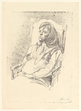 Artist: EWINS, Rod | Title: not titled [sleeping pregnant girl]. | Date: 1964 | Technique: crayon and splatter lithograph, printed from one stone