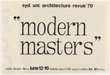 Artist: UNKNOWN | Title: Sydney University Architecture Revue '79: Modern masters. | Date: 1979 | Technique: screenprint, printed in black ink, from one stencil