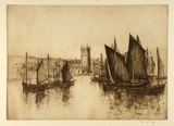 Artist: b'LONG, Sydney' | Title: b'St.Ives, Cornwall' | Date: (1928) | Technique: b'line-etching and drypoint, printed in sepia ink, from one copper plate' | Copyright: b'Reproduced with the kind permission of the Ophthalmic Research Institute of Australia'