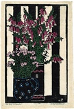 Artist: b'PRESTON, Margaret' | Title: b'Native Fuchsia [sic]' | Date: 1925 | Technique: b'woodcut, printed in black ink, from one block; hand-coloured' | Copyright: b'\xc2\xa9 Margaret Preston. Licensed by VISCOPY, Australia'