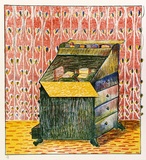 Artist: b'Eager, Helen.' | Title: b'How to write letters.' | Date: 1975 | Technique: b'lithograph, printed in colour, from multiple plates; with cut section folding to reveal 2nd colour lithograph'